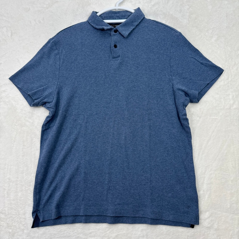 Banana Republic Polo Shirt Mens Large Blue Heathered Cotton Short Sleeve Logo